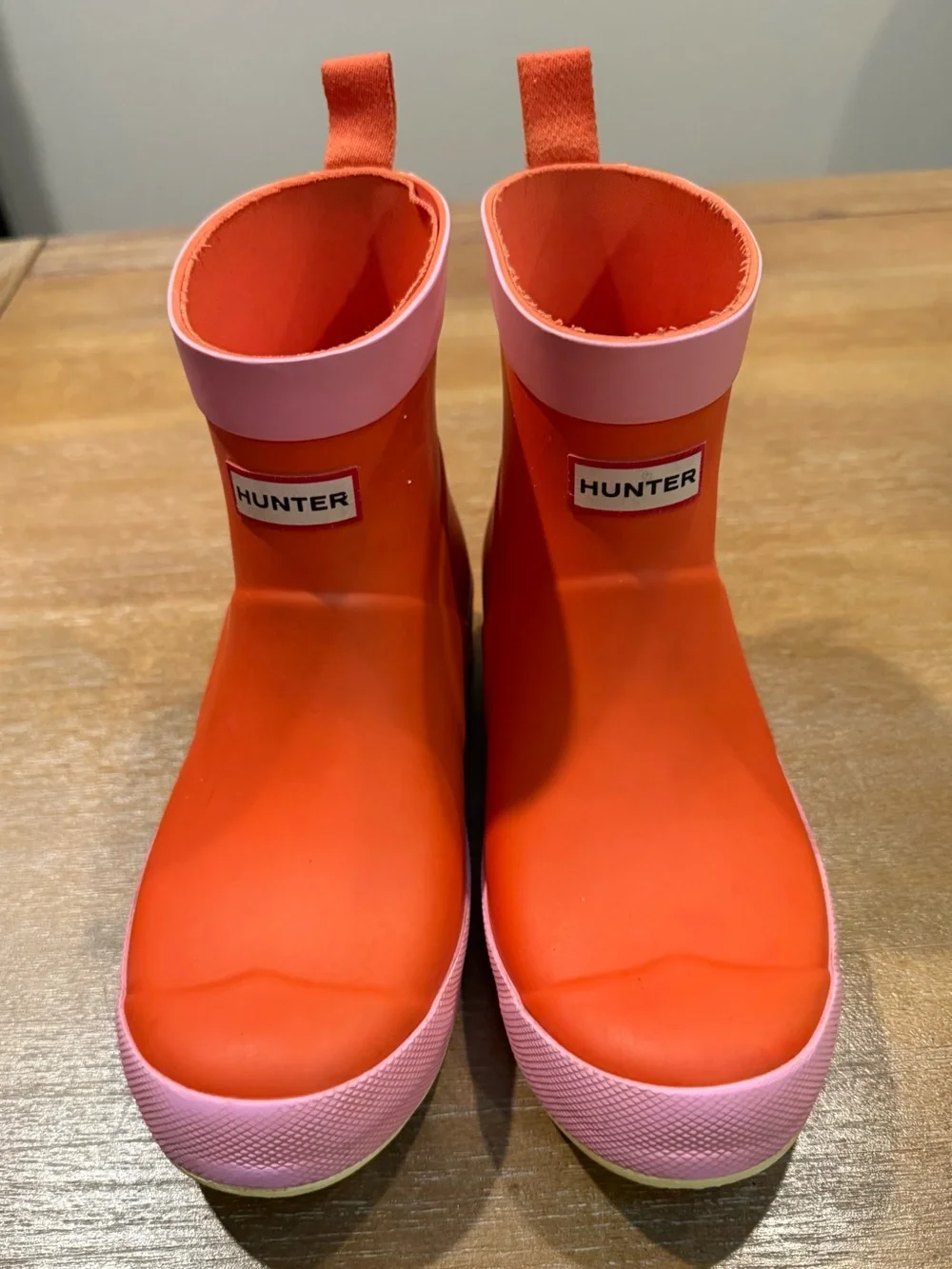 Hunter Kids Play Boots Red Tang/Pink Fizz/Zesty Yellow Size US 3 UK 2 EUR 34
